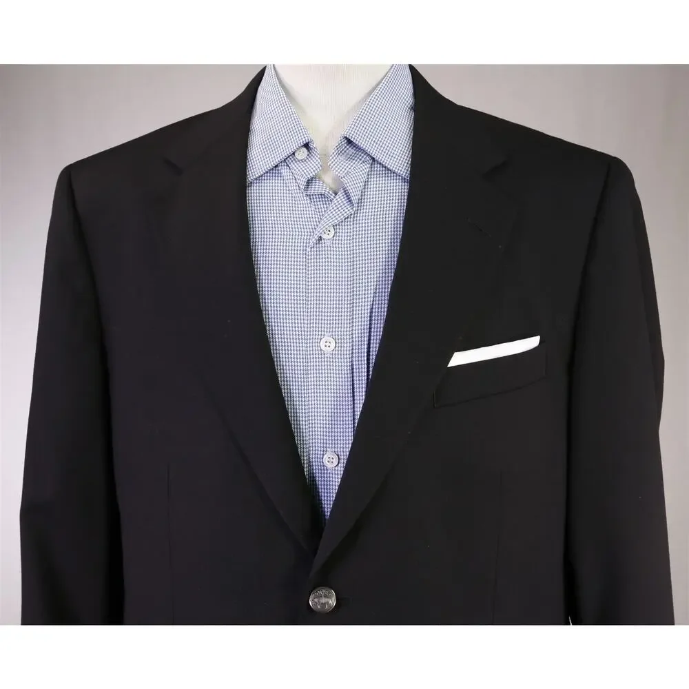 Brooks Brothers Black Metal Logo Buttons 2-Btn Wool Blazer Jacket 42S
